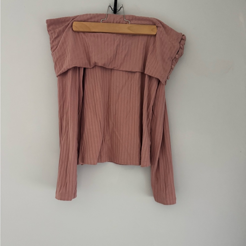 Anthropologie Blush Pink Off-Shoulder Blouse - Picture 2 of 4